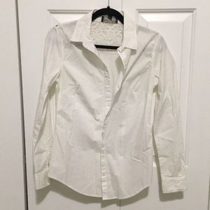 Banana Republic Tailored Fit Button Down Long Sleeve White Lace Women's Size 4